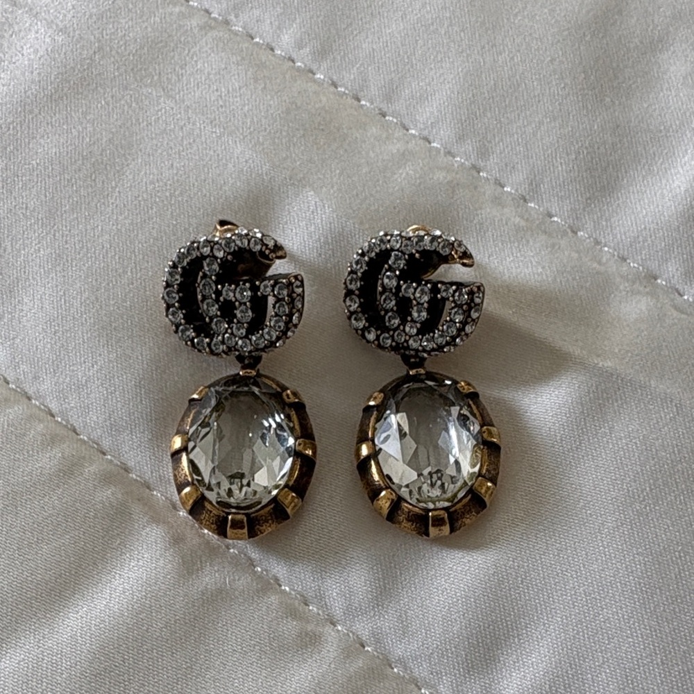Gucci Gold and Silver Crystal Earrings
